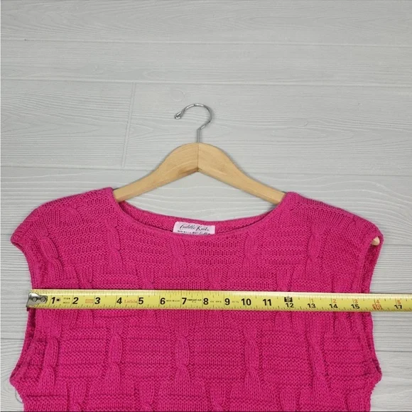 Knit Sleeveless Sweater 100% cotton Made in USA - Picture 6 of 7